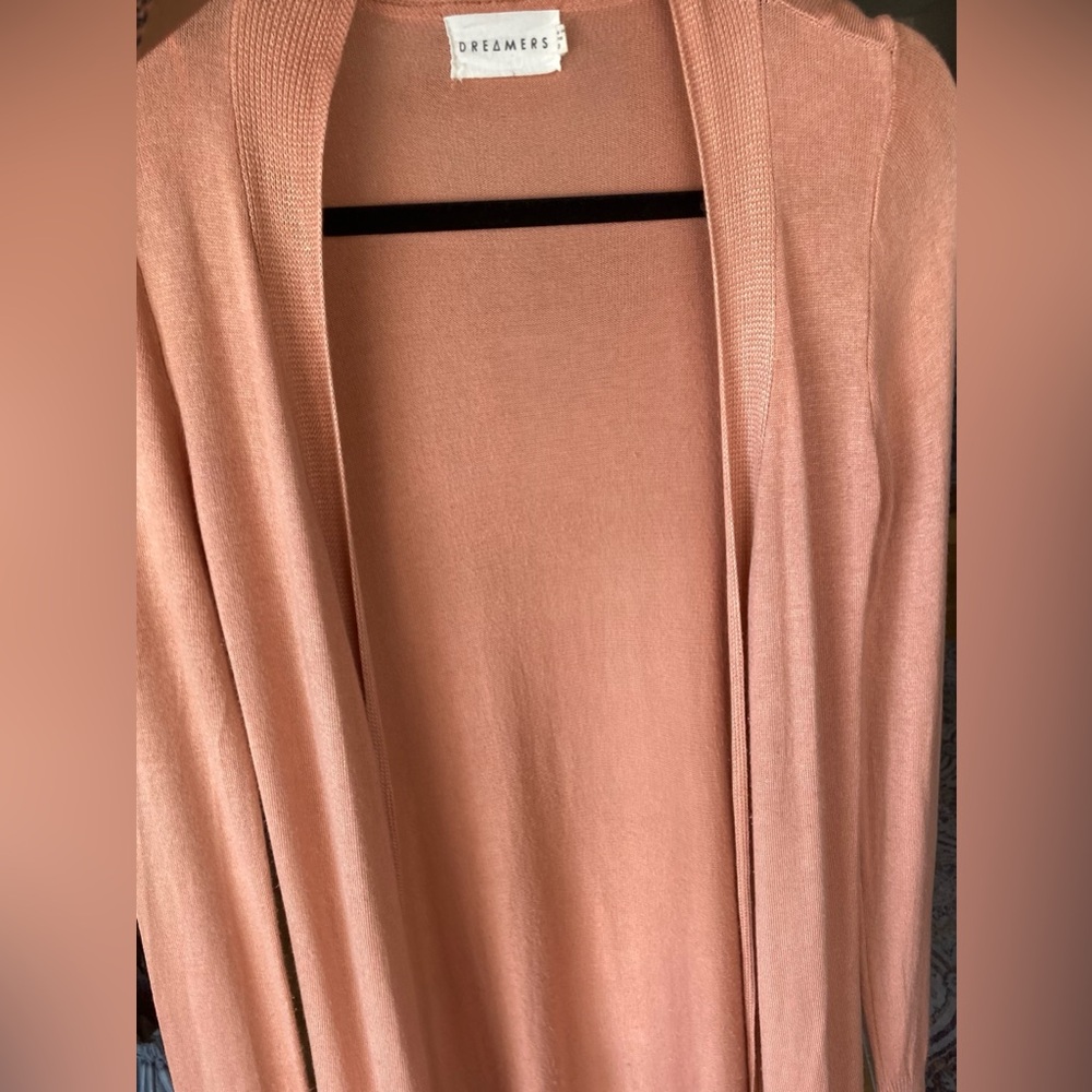 Peach Mid Length Cardigan Sweater Size M - Picture 9 of 10